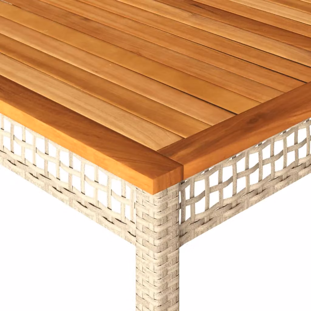Berkfield Home Garden Table in Beige Poly Rattan and Acacia Wood, W/D/H: 180 x 90 x 75 cm – 3