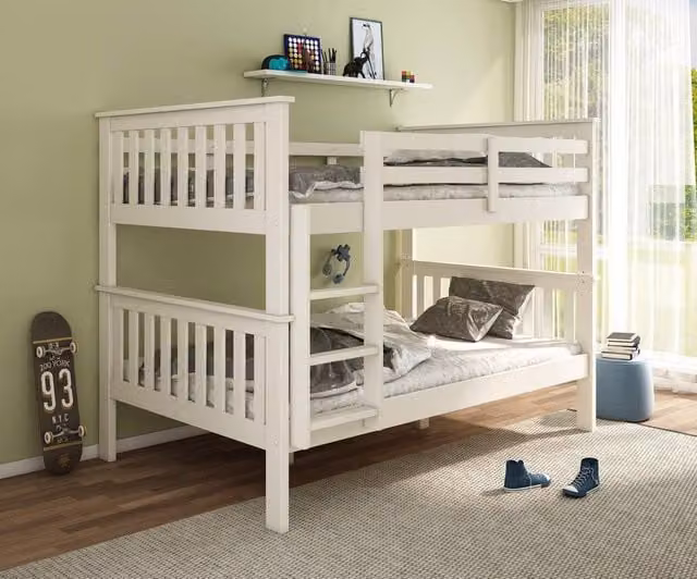 Bedmaster Oslo White Solid Wood Bunk Bed Frame, W/D/H: 120 x 200 cm