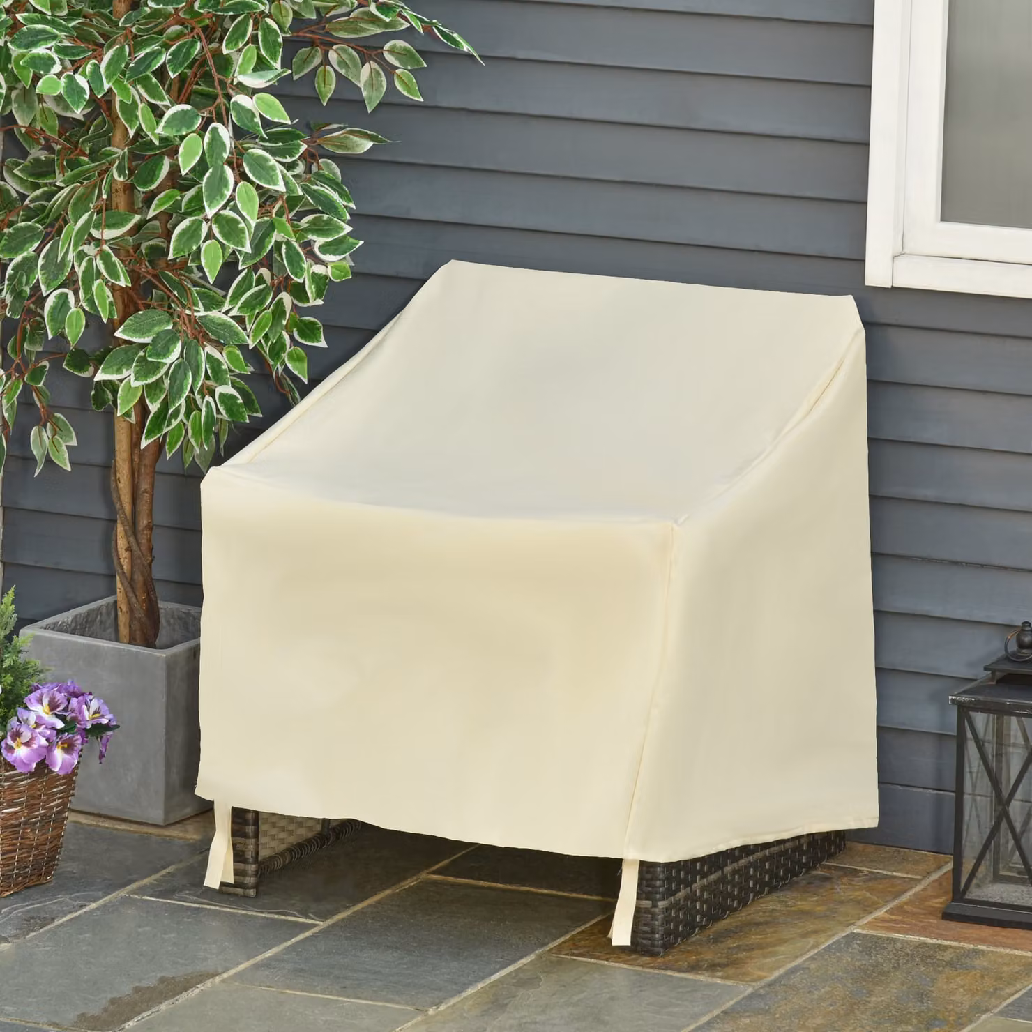 Outsunny Waterproof 600D Oxford Single Armchair Furniture Cover, Beige, W/D/H: 68 x 87 x 44-77 cm – 2