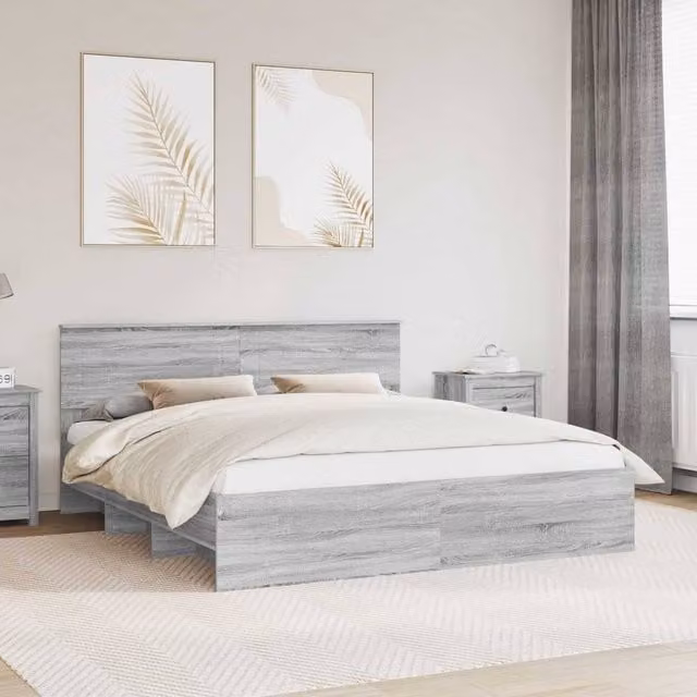 Berkfield Home Grey Sonoma Bed Frame in Engineered Wood W/D/H: 180 x 200 cm