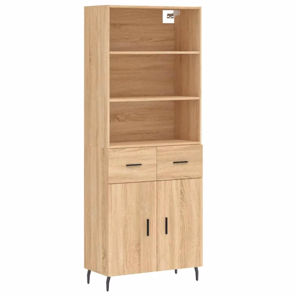 Berkfield Home Sonoma Oak Highboard in Brown, W/D/H: 69.5 x 34 x 180 cm – 2