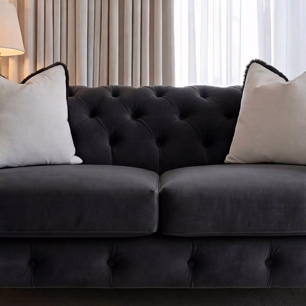 Sofaya Monaco 2 Seater Chesterfield Velvet Sofa in Black – 2