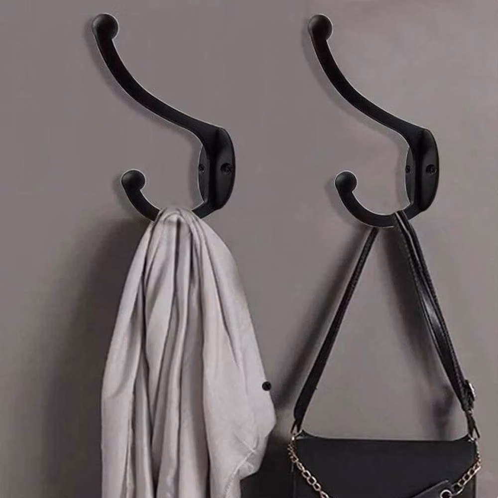 NESTLUNE Polished Metal Double Hat and Coat Hooks in Black, 20 Hooks and 40 Screws, W: 100 cm, H: 40 cm – 3