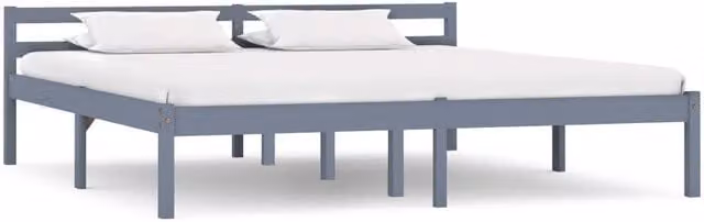 Berkfield Home Super King Bed Frame in Grey Solid Pine Wood, W/D/H: 180 x 200 cm – 1
