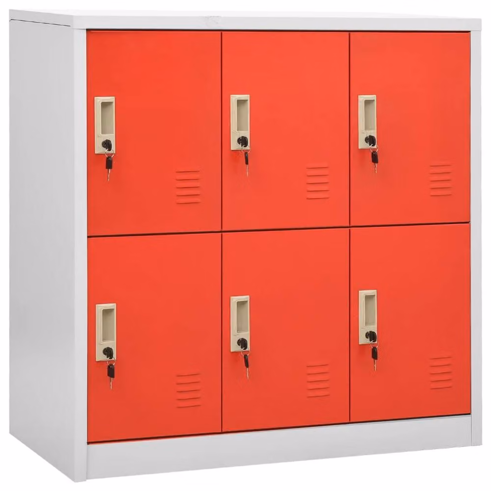 Berkfield Home Set of 2 Metal Locker Cabinets in Light Grey and Red, W/D/H: 90 x 45 x 92.5 cm – 2