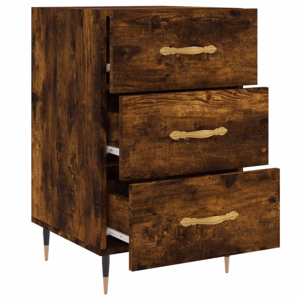 Berkfield Home Bedside Cabinet in Smoked Oak Brown, W/D/H: 40 x 40 x 66 cm – 3