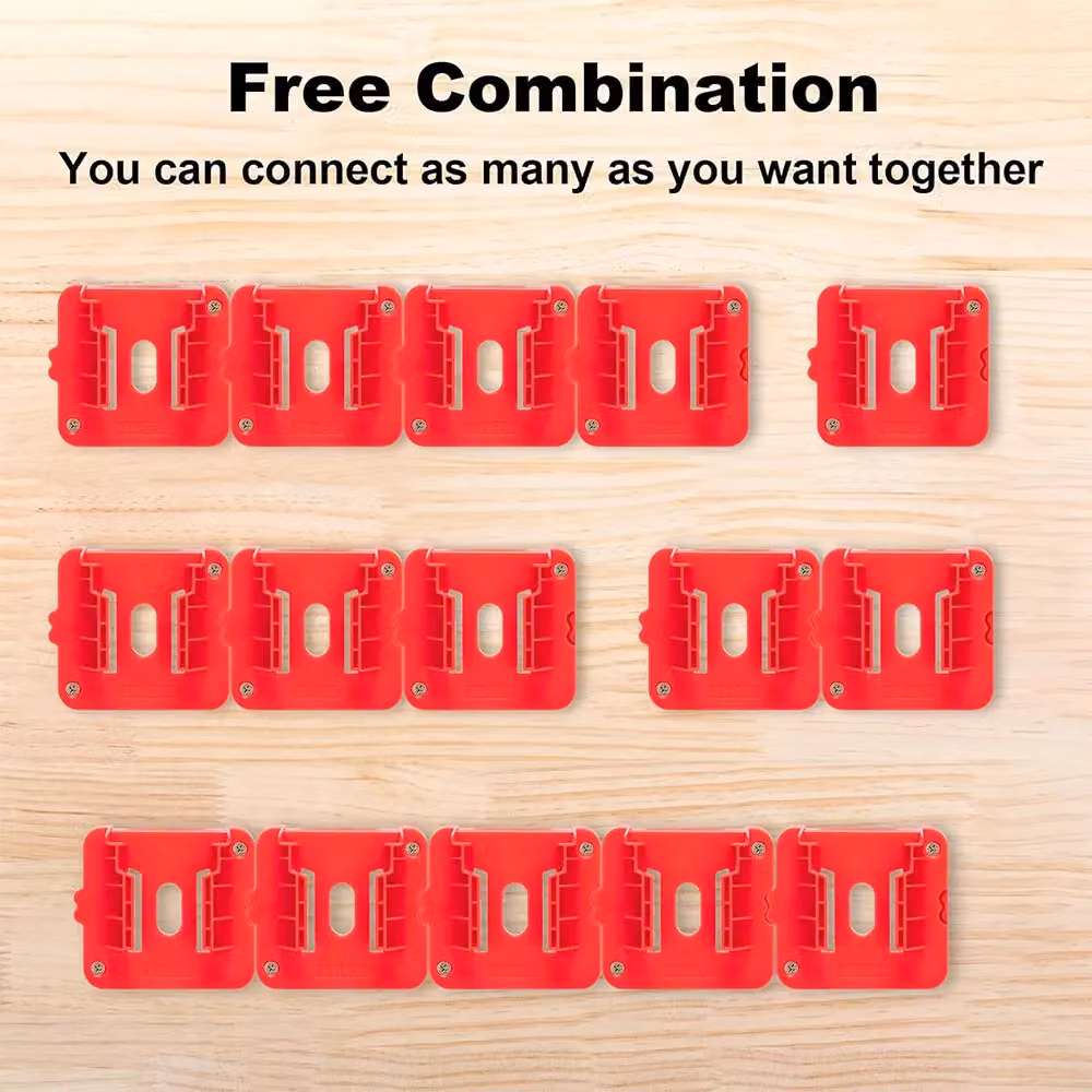 Milwaukee M18 18V Battery Wall Mount Holders, 11 Pack, Red – 4