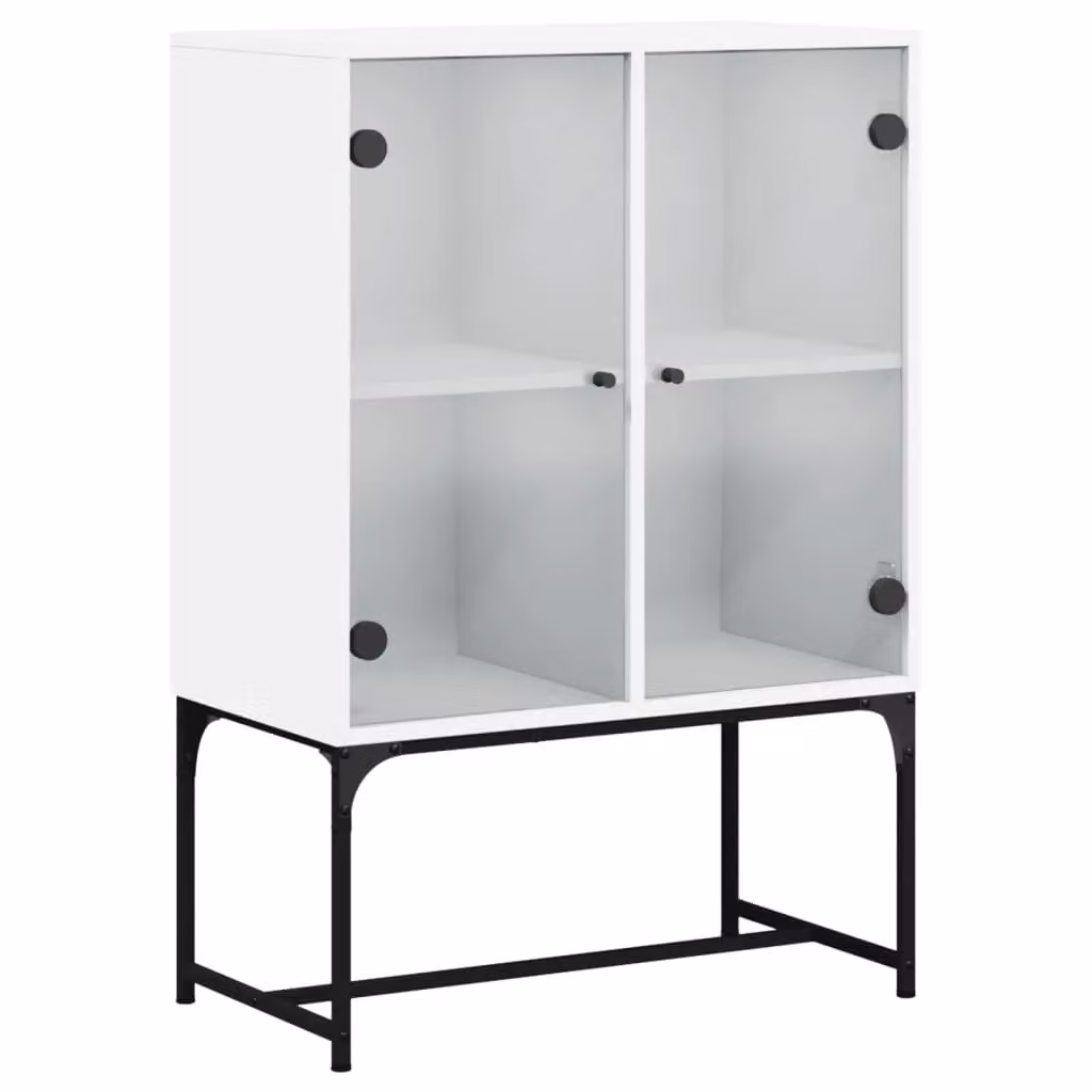 Berkfield Home Side Cabinet with Glass Doors, White, W/D/H: 69 x 37 x 100 cm – 2