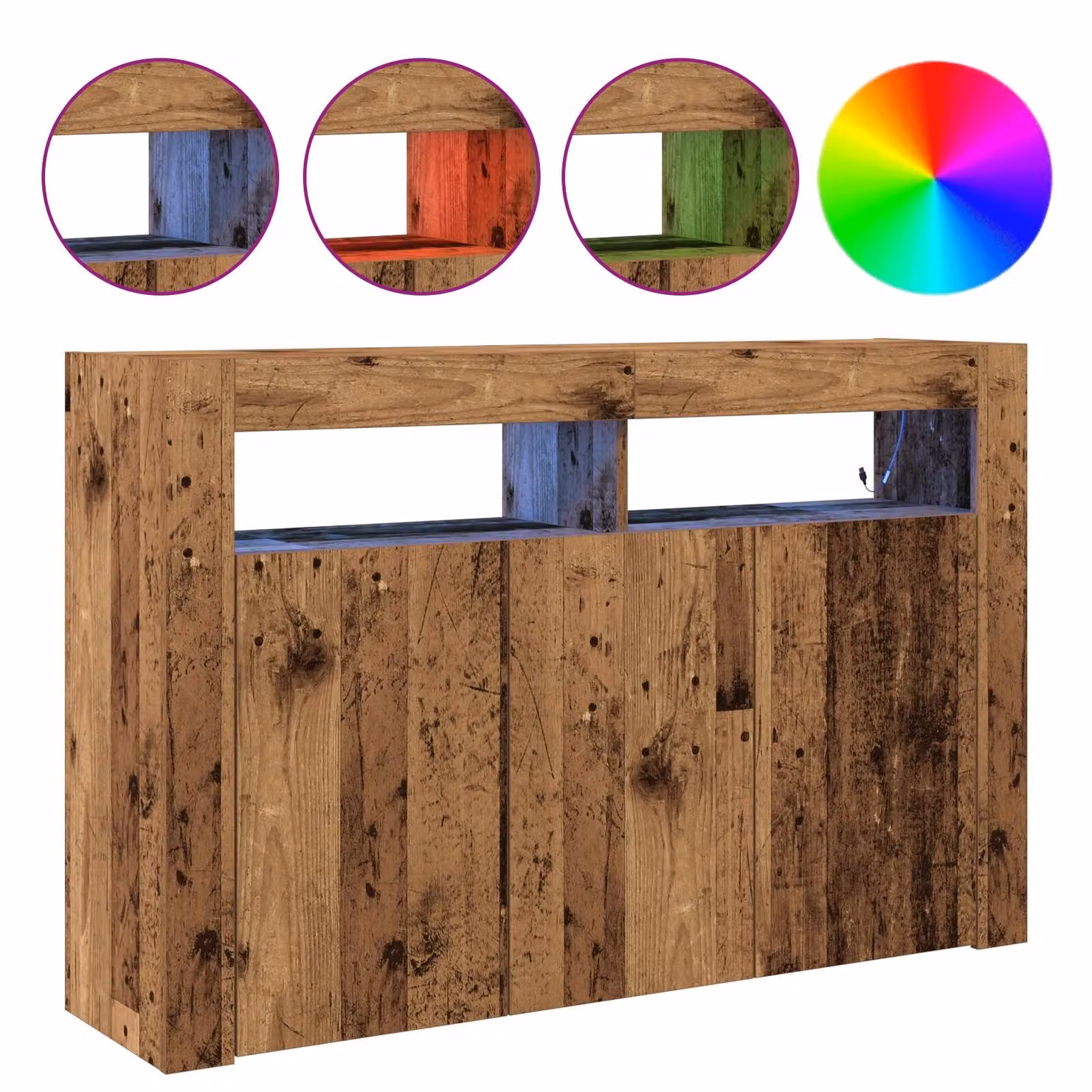 Berkfield Home Modern Sideboard in Brown with Integrated Lighting, W/D/H: 116 x 30 x 75 cm – 3