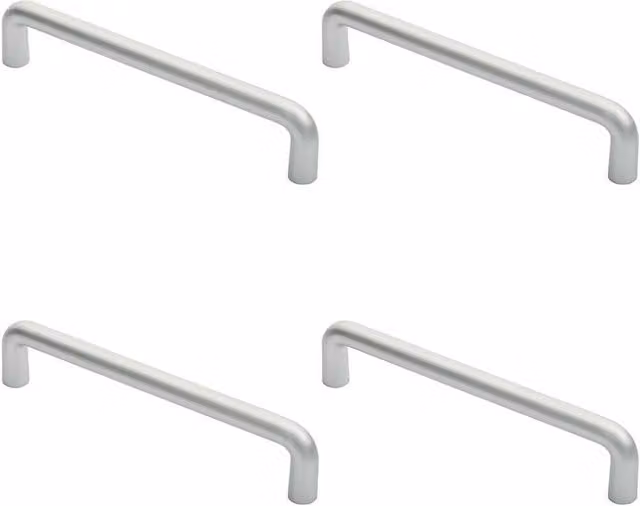 Loops 4-Pack Rounded D-Shaped Bar Handles in Silver Satin Anodised Brushed Aluminium, Length: 300 mm, Diameter: 22 mm