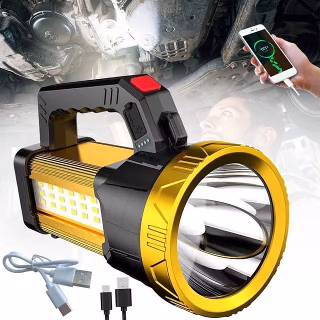 Hinsinc Super Bright Rechargeable LED Searchlight Hand Torch in Multicolour – 1