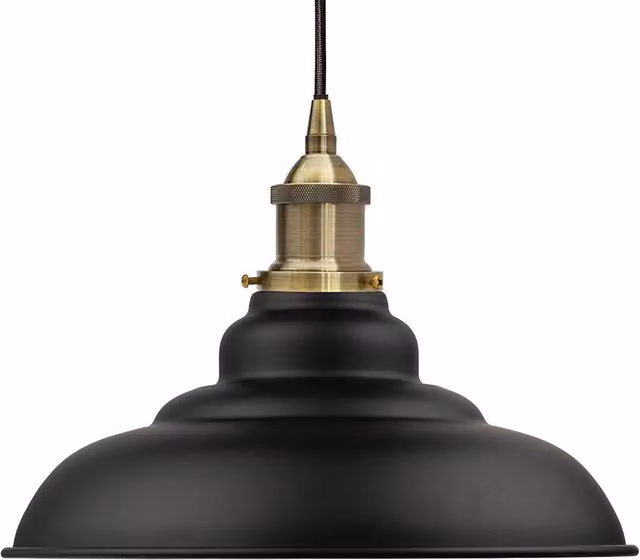 SE Home St Edmund's Round Suspended Pendant Light in Matt Black and Antique Brass
