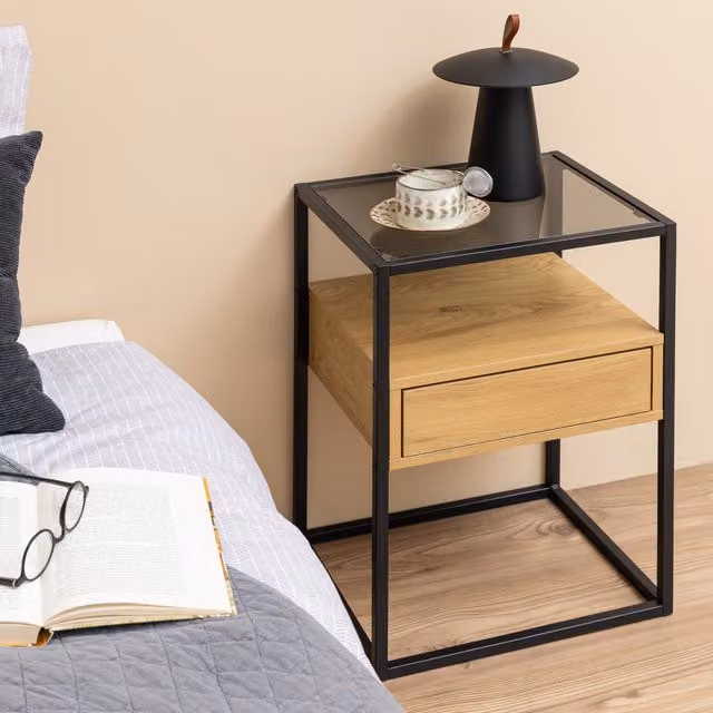 Furniture To Go Modern Black and Brown Bedside Table