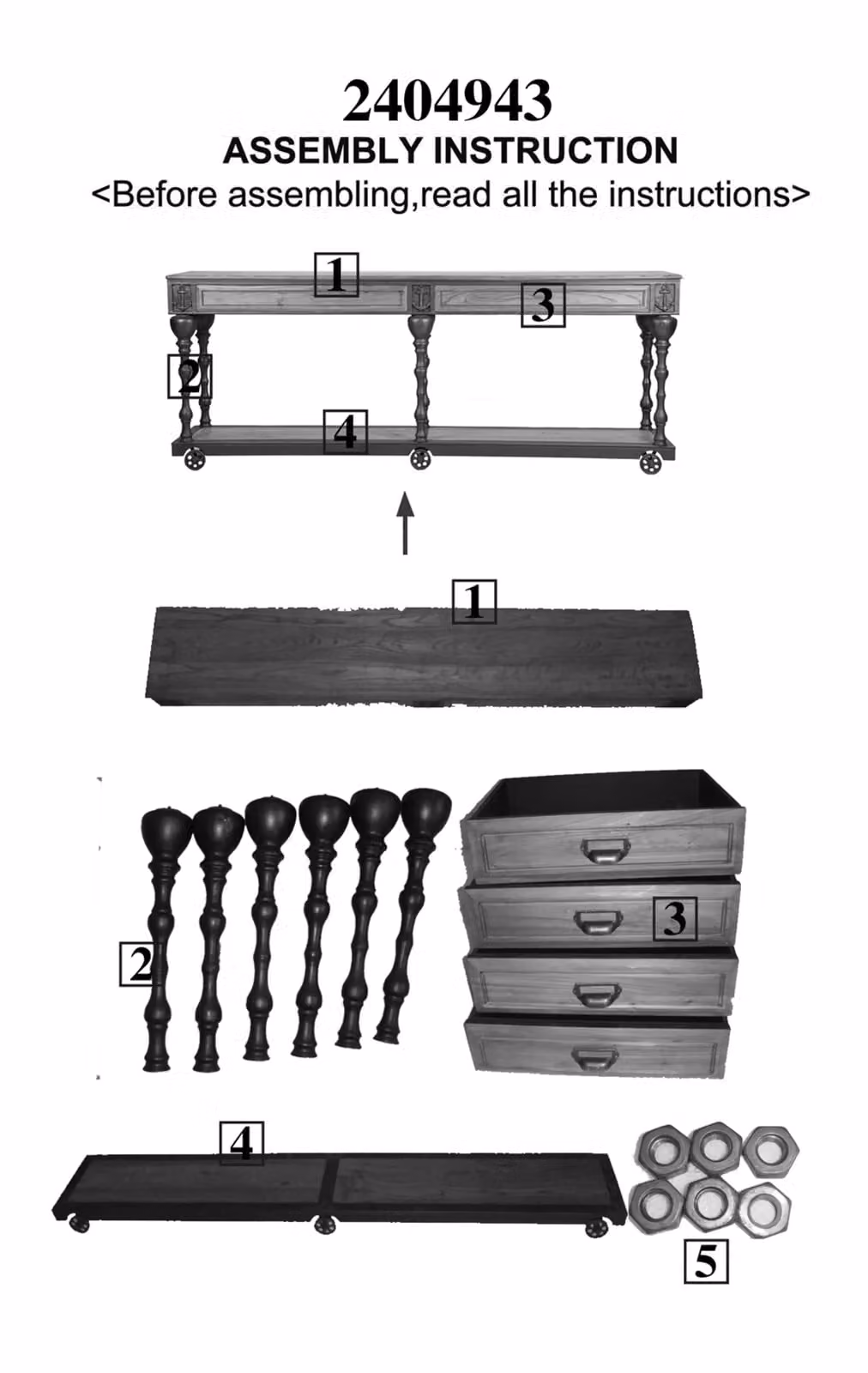 Orsina 4 Drawer Console Table in Black – 2