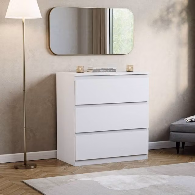 HD Designs Denver 3 Drawer Chest of Drawers in White – 1