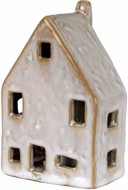 KDMD Nook White Ceramic House with LED Light for Winter Tabletop Decor