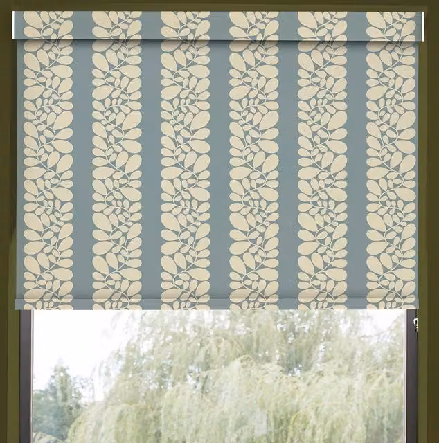Orla Kiely Sycamore Stripe Translucent Made To Measure Roller Blind in Duck Egg Blue