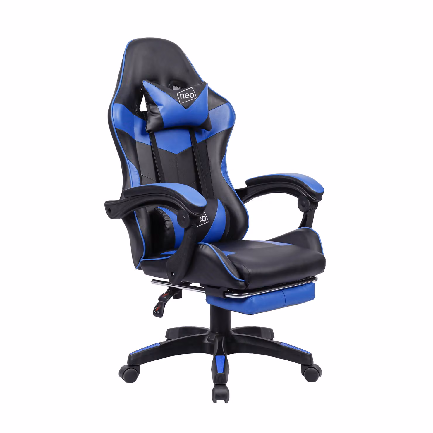 Neo Blue Synthetic Leather Gaming Racing Recliner Chair with Footrest and Headrest – 2