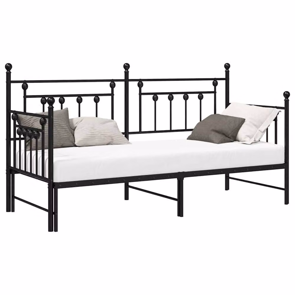 Berkfield Home Daybed Frame with Trundle in Black Metal, W/D/H: 190 x 75 cm – 3