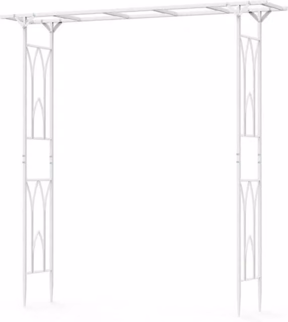 NESTLUNE White Metal Wedding Arch and Garden Climbing Plant Support, W/D/H: 100 x 15 x 100 cm