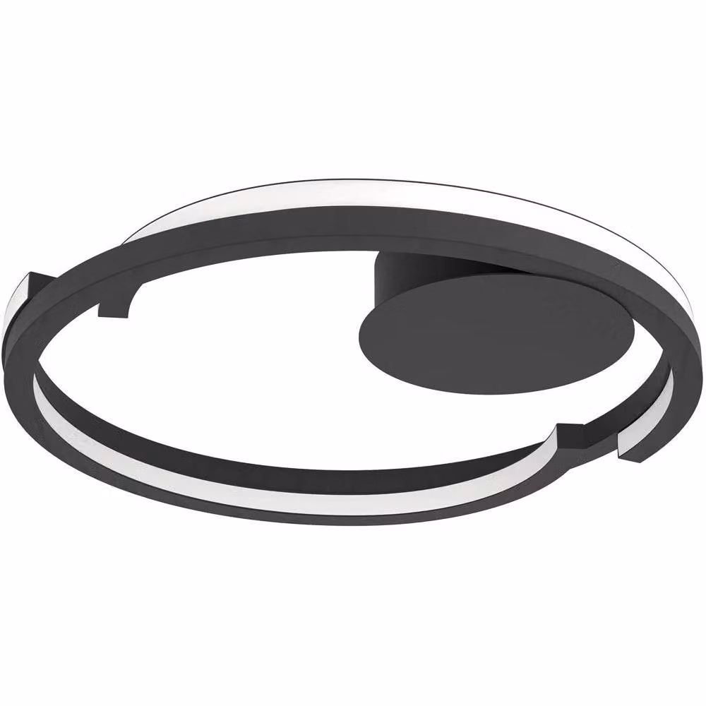 Loops Modern Black LED Ring Ceiling Light with Included Bulb – 2