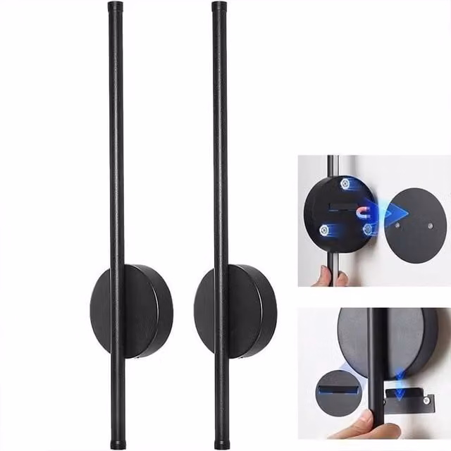 Kelvenix Set of 2 Black Battery Operated Dimmable LED Wall Lights – 1