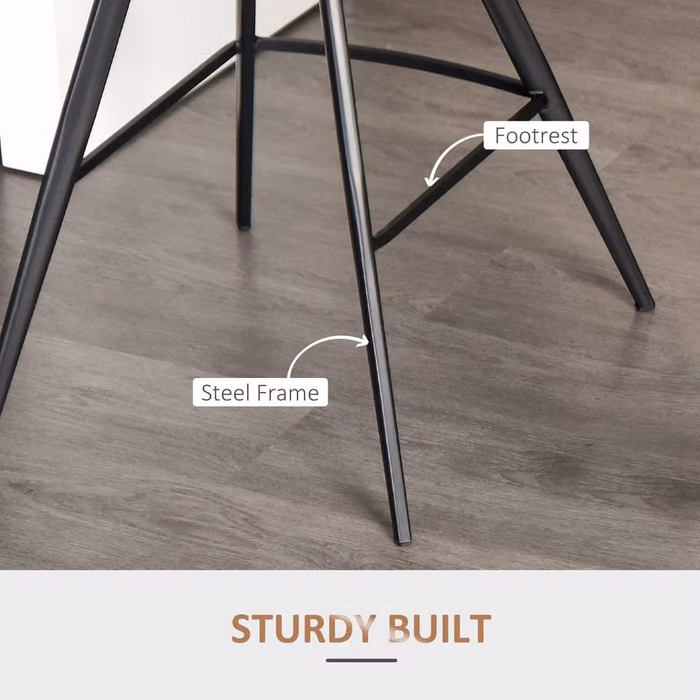 Wyld Haus Suvedi Set of 2 Brown Quilted Microfibre Tub Bar Stools with Metal Frame – 7