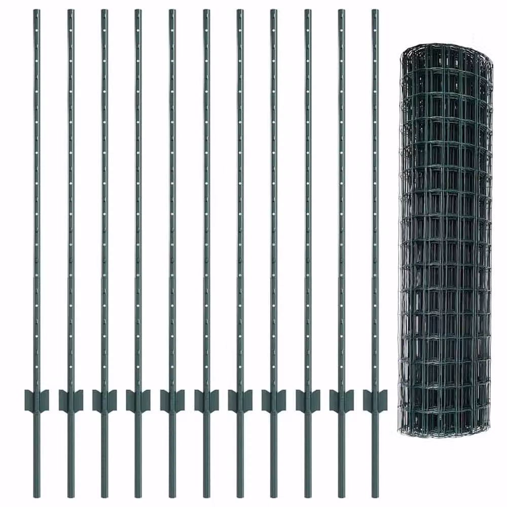 Berkfield Home Euro Fence Green Steel U-Profile with 11 U-Posts, 2 x 25 m – 4