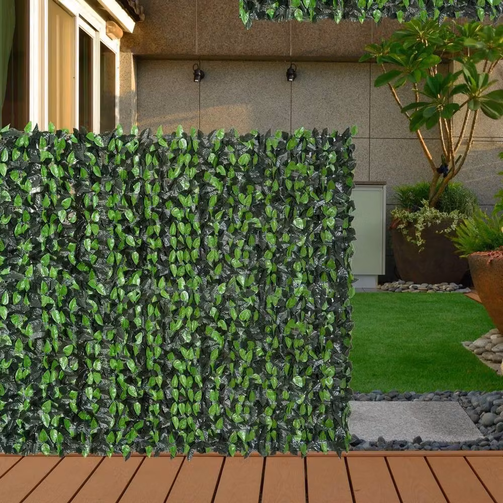 KORVIXA Artificial Leaf Hedge Privacy Fence Panel, Green, W/H: 100 x 100 cm – 3