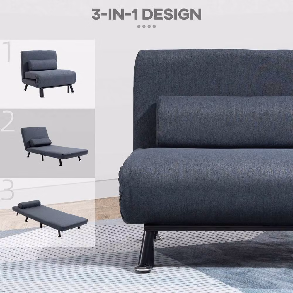 SPETLEK 5-Position Convertible Sleeper Chair Sofa Bed in Grey – 4