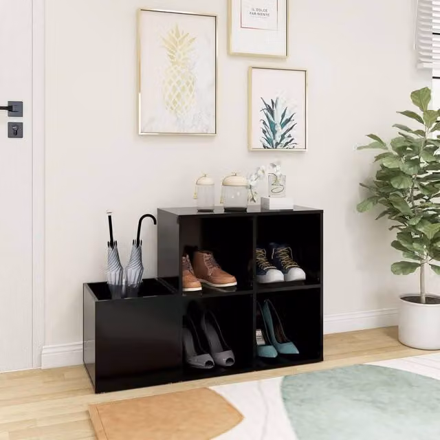 Berkfield Home Hall Shoe Cabinet in Black, W/D/H: 105 x 35.5 x 70 cm