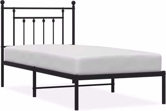 Berkfield Home Metal Bed Frame with Headboard in Black, W/D/H: 80 x 200 cm