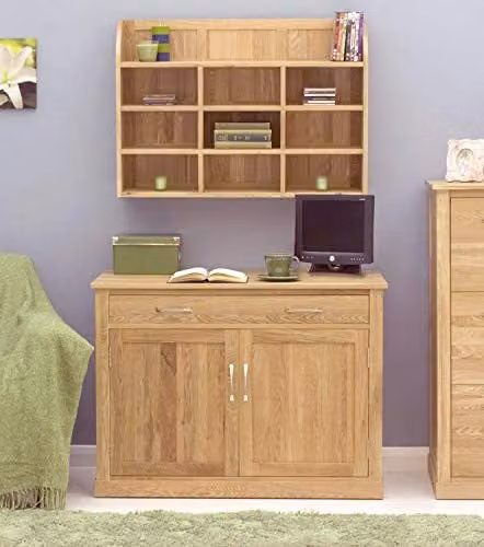 Baumhaus Oak Reversible Wall Mounted Media Rack in Brown