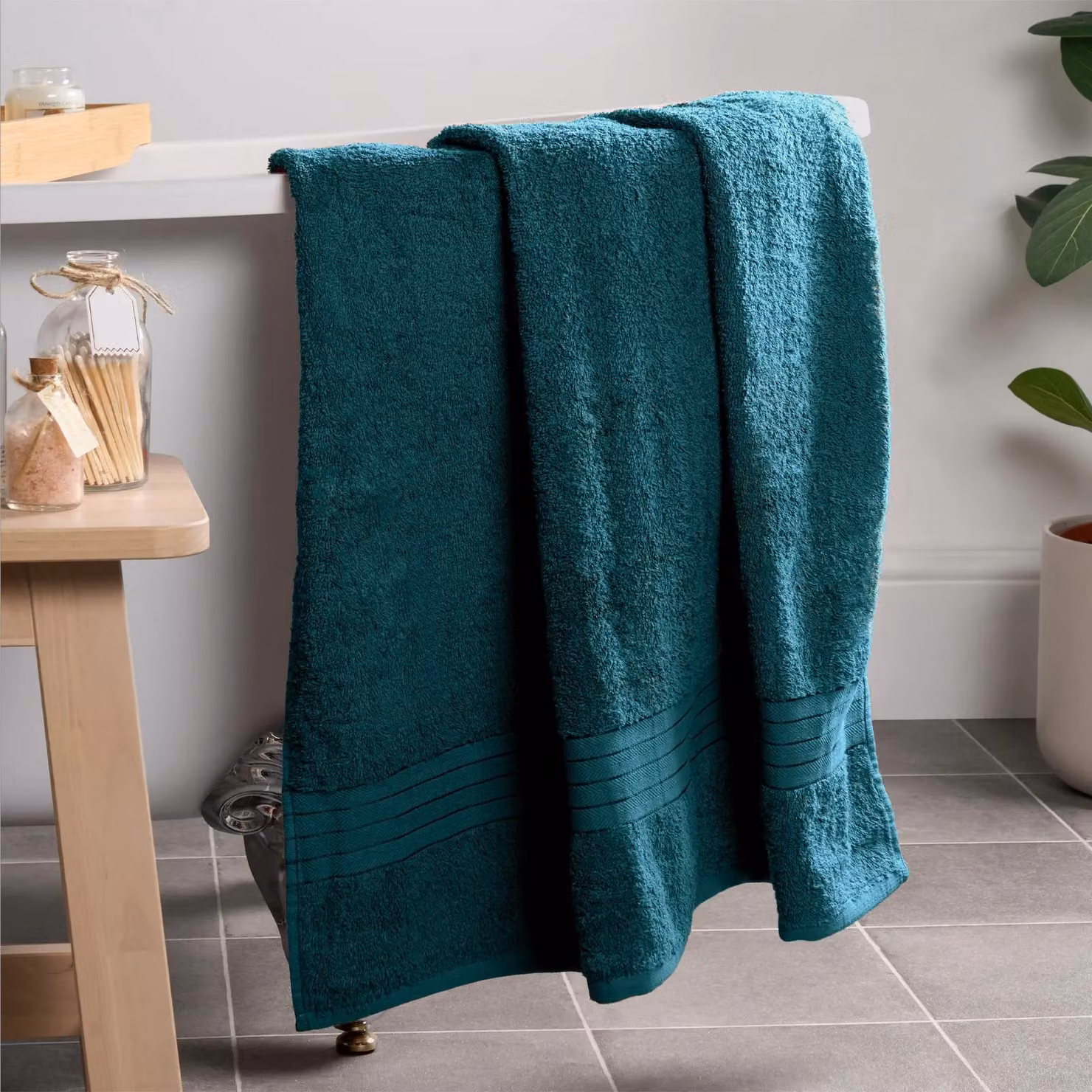 OHS 10 Pack of Fluffy 100% Cotton Petrol Teal Bath Sheets – 5