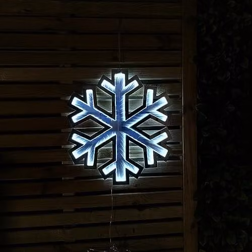Samuel ALEXANDER LED Infinity Hanging Snowflake Christmas Decoration in White and Grey, 40cm – 1