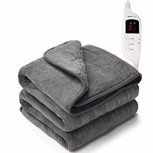 MONHOUSE Heated Electric Fleece Throw in Grey, W/D/H: 130 x 160 cm – 1