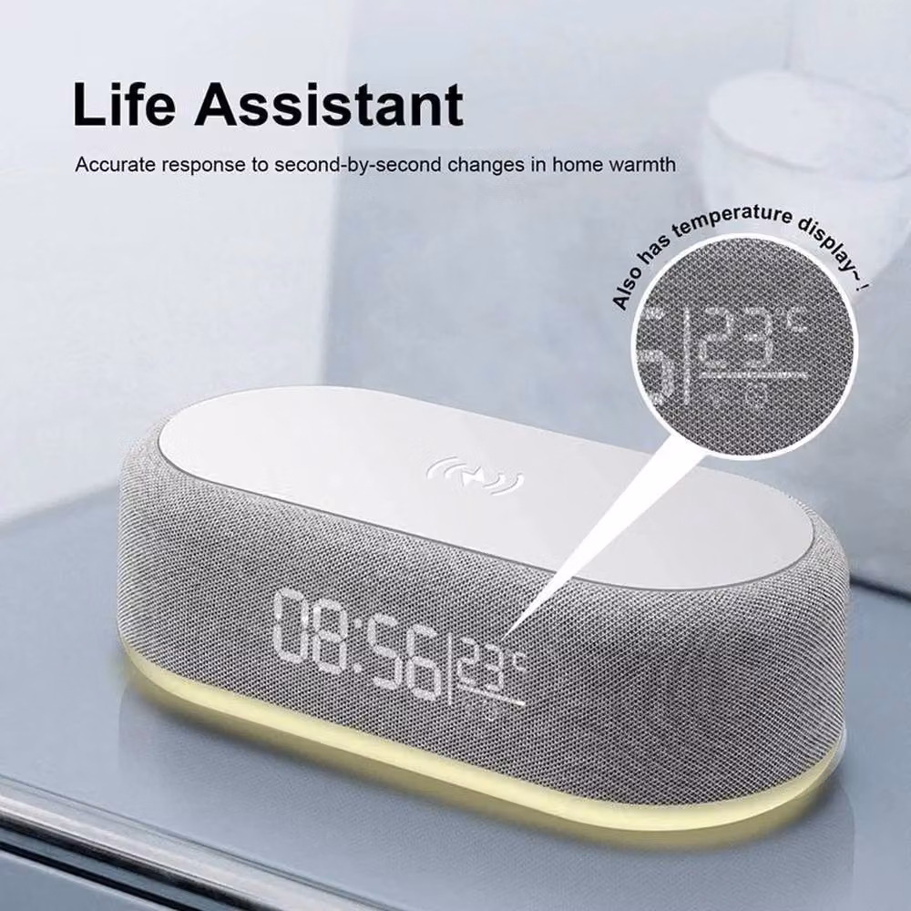 FLAVORA Wireless Charging Station Alarm Clock in Grey – 4