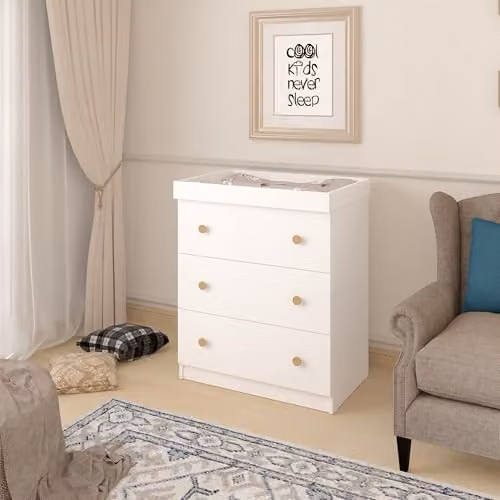 Shefa Kids 888 White 3-Drawer Convertible Baby Changing Table and Dresser, W/D/H: 90 x 51 x 55 cm – 2