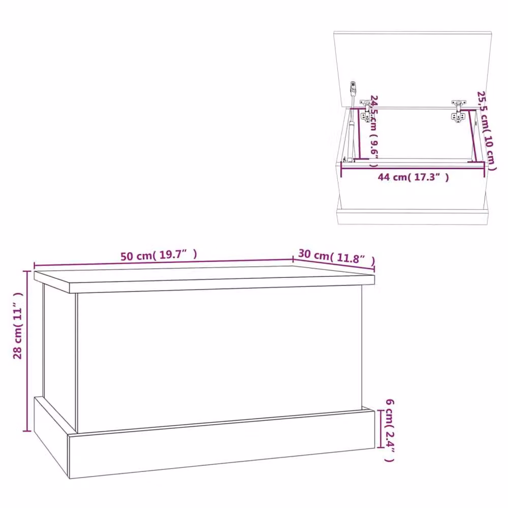 Berkfield Home Grey Sonoma Storage Box W/D/H: 50 x 30 x 28 cm – 2