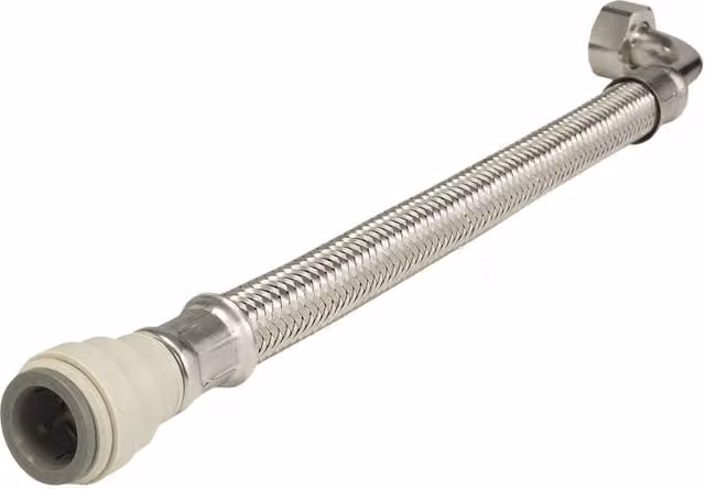 John Guest FLX36 Braided Hose with 15mm x 1/2 inch Elbow in Silver