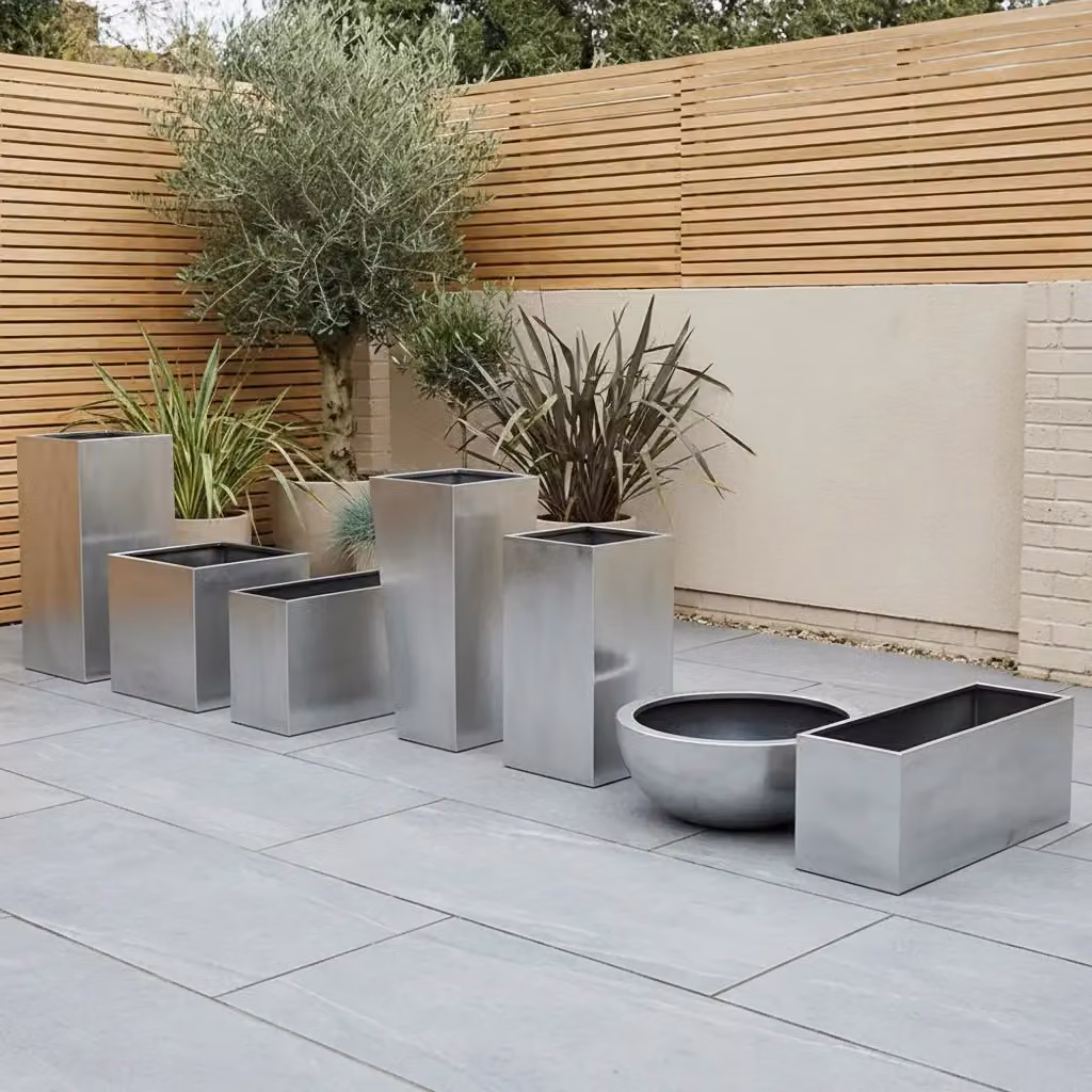 Access Garden Products Silver Square Galvanised Steel Planter Tub 30 cm – 7