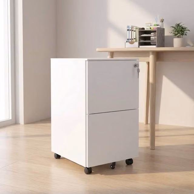 STILVORA Mobile Filing Cabinet with Lock and 2 Drawers, White, W/D/H: 43.5 x 37.0 x 67.5 cm – 1