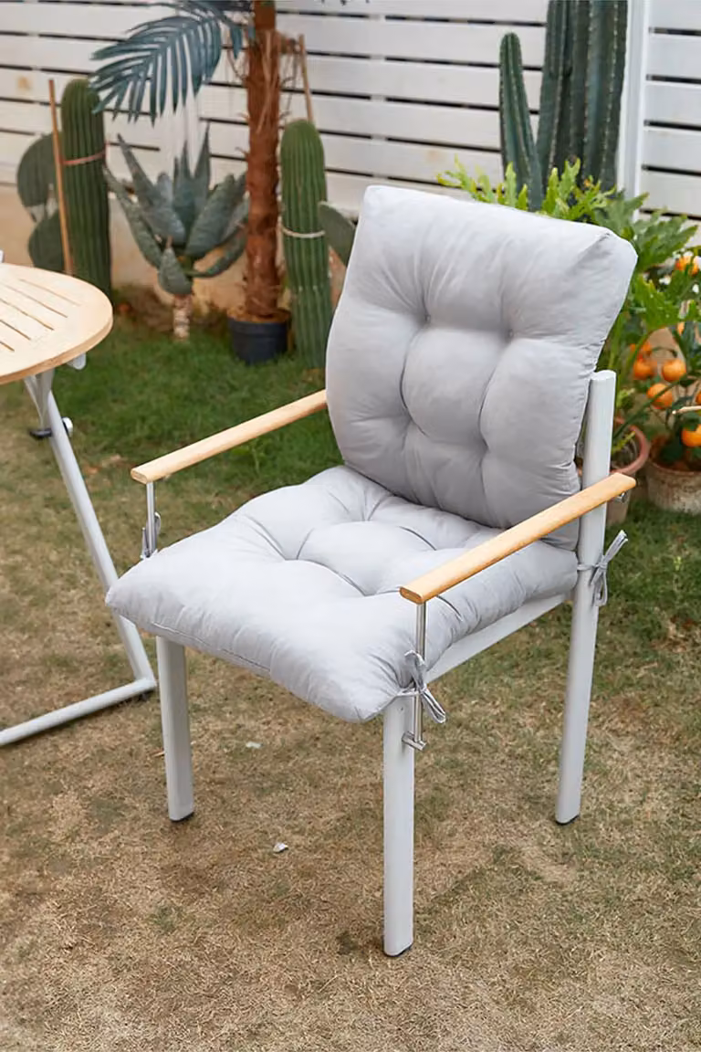 Living and Home Rectangular Garden Seat Cushion in Light Grey, W: 110 cm, D: 50 cm