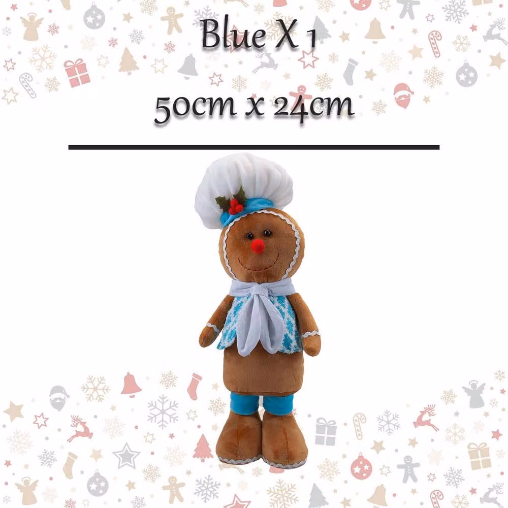 VFM e-Store Christmas Standing Gingerbread Decoration, Blue and Multicolour, H 50 cm x W 24 cm – 2