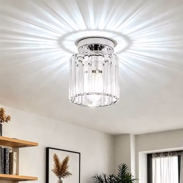 Goeco Crystal Ceiling Light Chandelier in Silver – 1