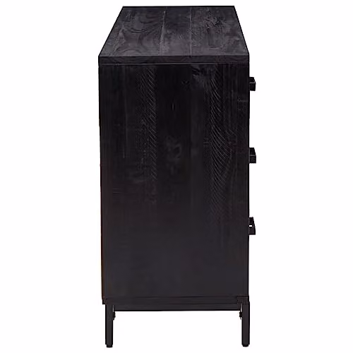 Bussandri Modern Black Solid Recycled Pinewood Sideboard W/D/H: 110 x 35 x 70 cm – 4