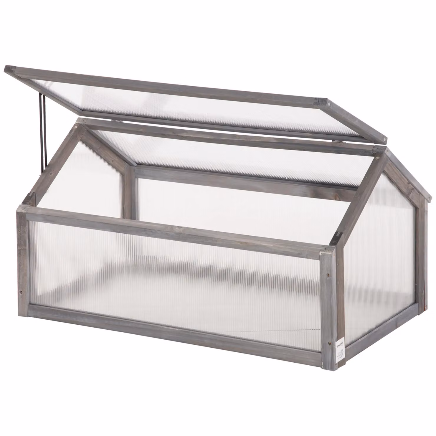 OUTSUNNY Grey Wooden Cold Frame Greenhouse with Transparent Polycarbonate Grow House – 2