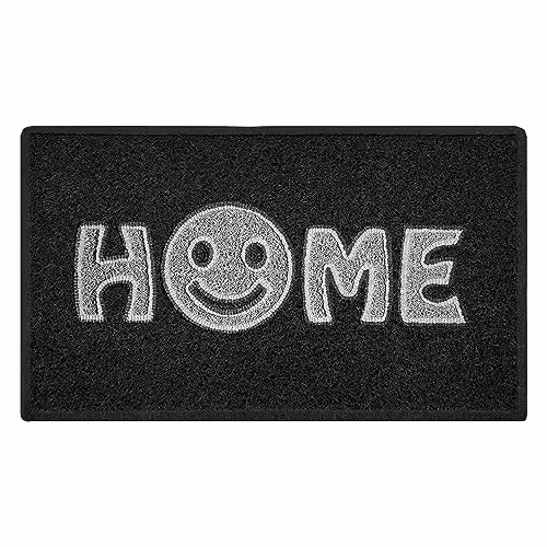 Nicoman Happy Smile Face Doormat, Black and Grey, W: 75 cm, D: 44 cm