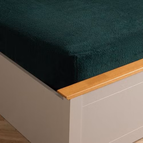 OHS Single Teddy Fleece Thermal Fitted Bed Sheet, Green, 90 x 190 cm – 1