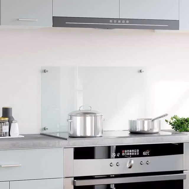Berkfield Home Transparent Tempered Glass Kitchen Backsplash, W: 70 cm, H: 40 cm